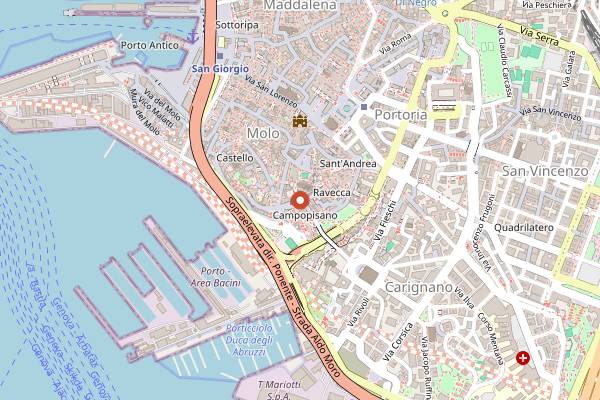 Map showing 7 Sensi Cucina Decontaminata in Genoa