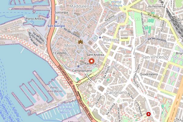 Map showing E Prie Rosse in Genoa