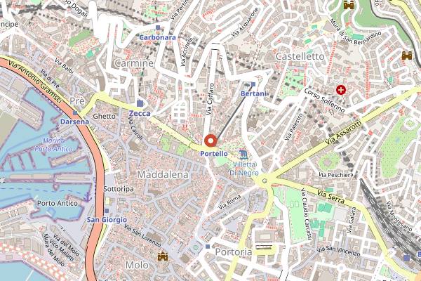 Map showing Le Rune in Genoa