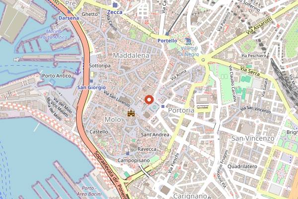 Map showing Trattoria Rosmarino in Genoa