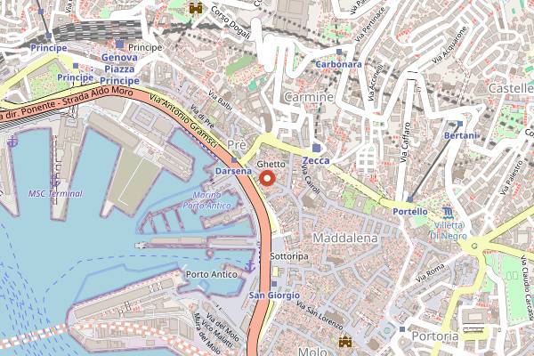 Map showing Alalunga Pescatori in città in Genoa
