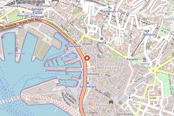 Map showing Antica Friggitoria Carega in Genoa