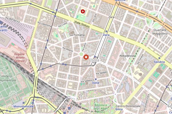 Map showing Aroma Napoletano in Milan