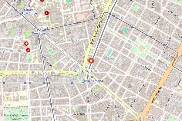 Map showing Fiordiponti Bakery and Cafe in Milan
