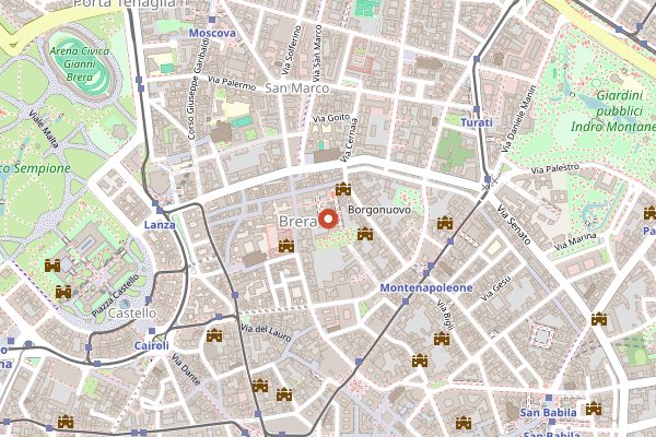 Map showing Pasticceria Cova in Milan