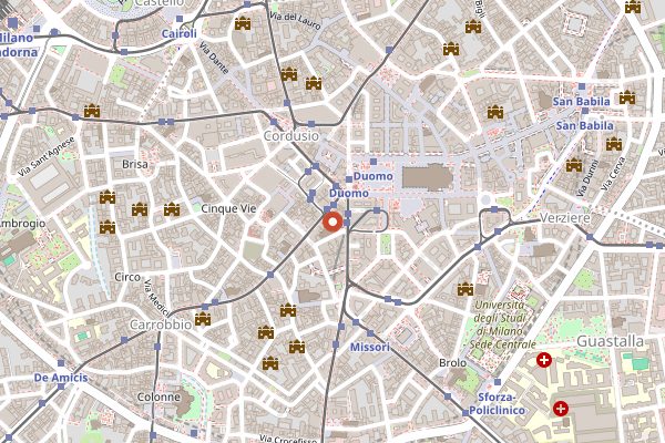 Map showing Princi in Milan
