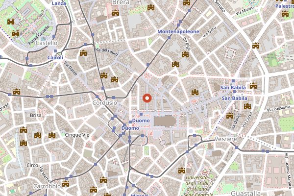 Map showing Camparino in Galleria in Milan