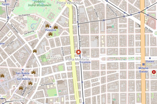 Map showing Nottingham Forest in Milan