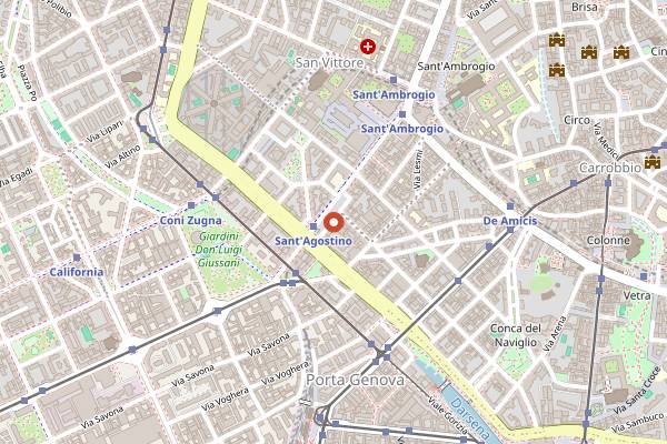 Map showing Old Fox Pub in Milan