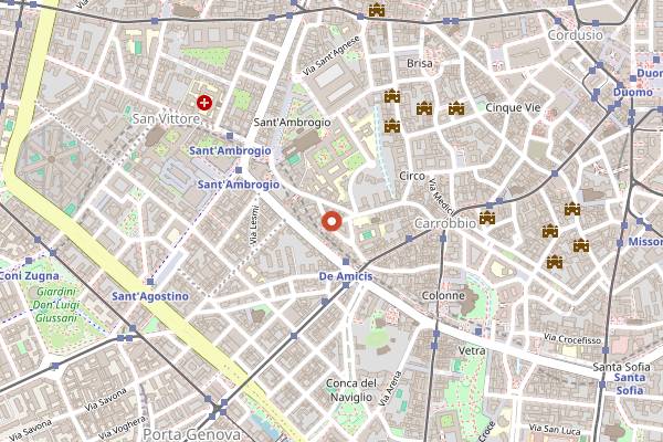 Map showing Barcollando cafe in Milan