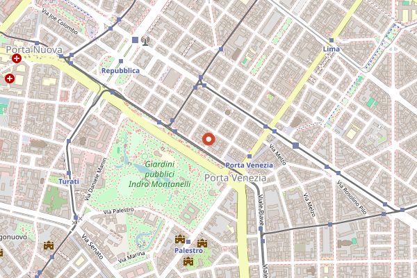 Map showing The Bacon Club in Milan