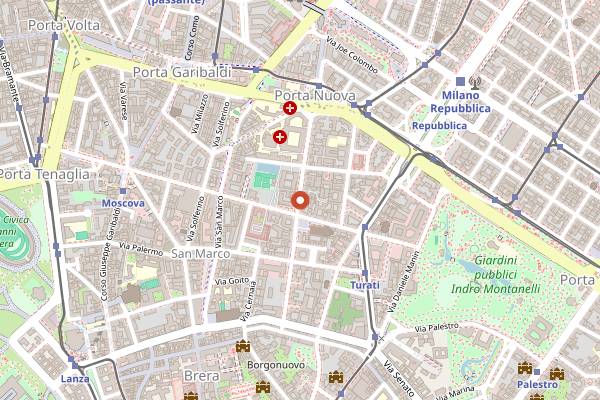 Map showing Michetta Porta Nuova in Milan