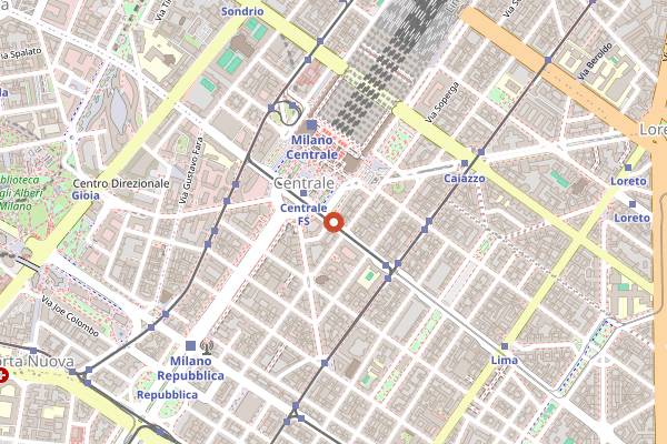 Map showing Caffè Panzera in Milan