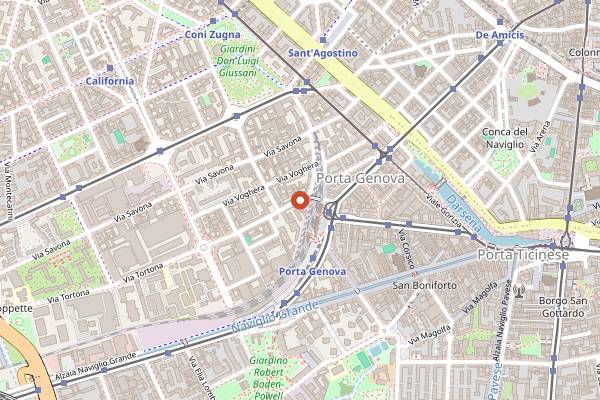 Map showing Osteria del Binari in Milan