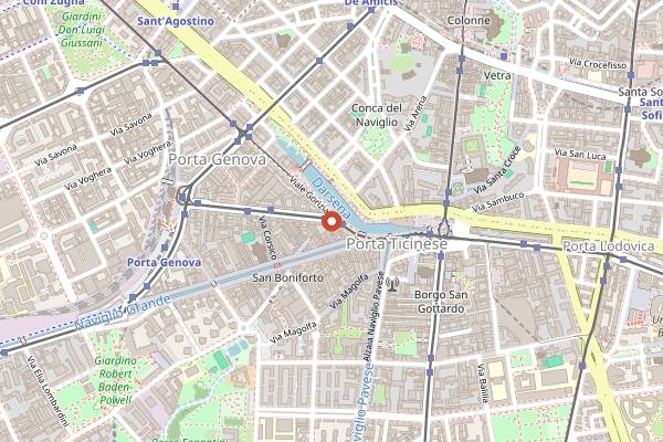 Map showing Osteria della Darsena in Milan