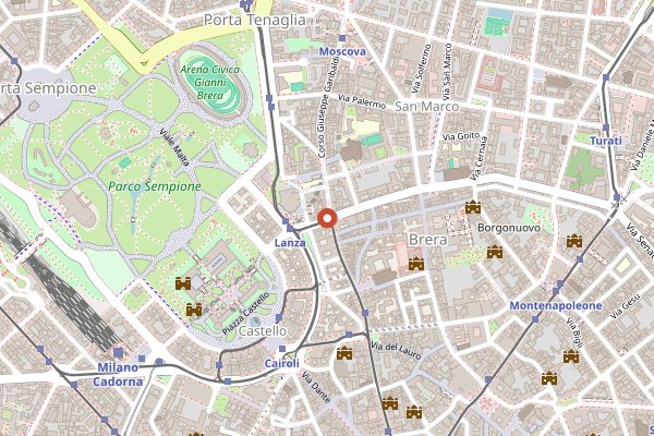 Map showing Rovello 18 in Milan