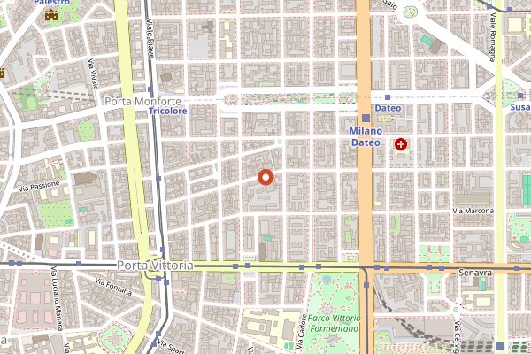 Map showing La Scuola de Gusto in Milan