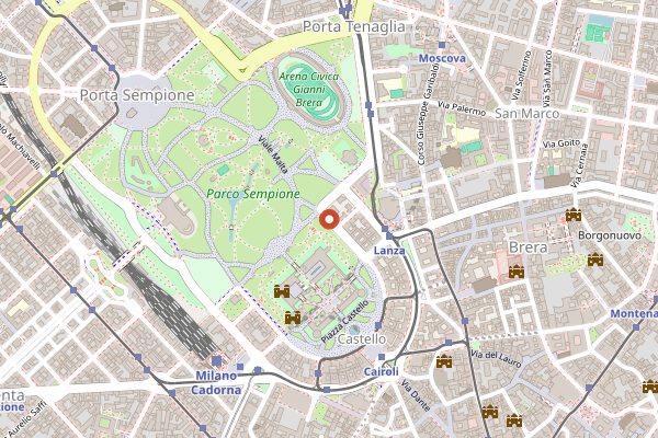 Map showing Oh Bej Oh Bej in Milan