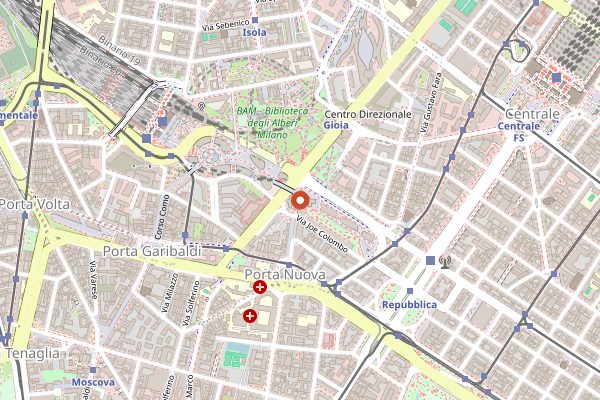 Map showing Iyo Aalto in Milan