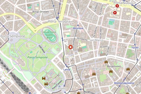 Map showing Osaka in Milan