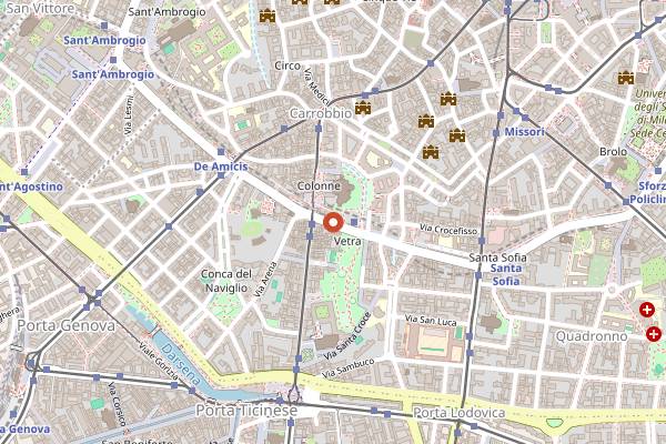 Map showing La Dogana del Buongusto in Milan