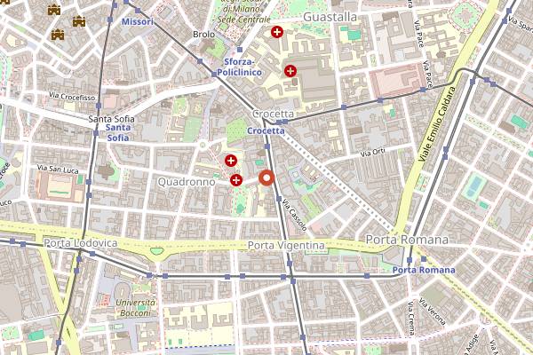Map showing Bar Quadronno in Milan