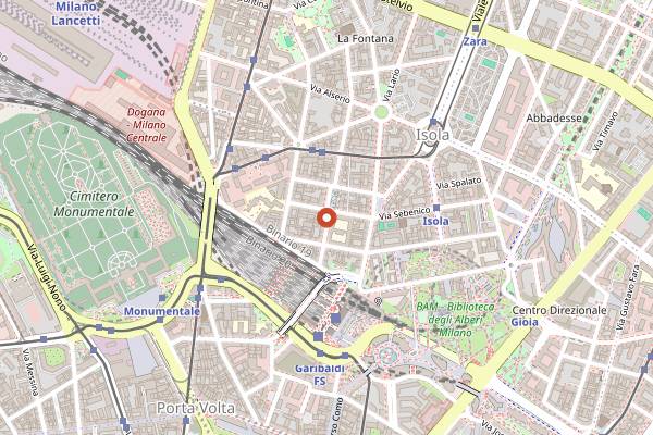 Map showing Dexter Sound and Bites in Milan