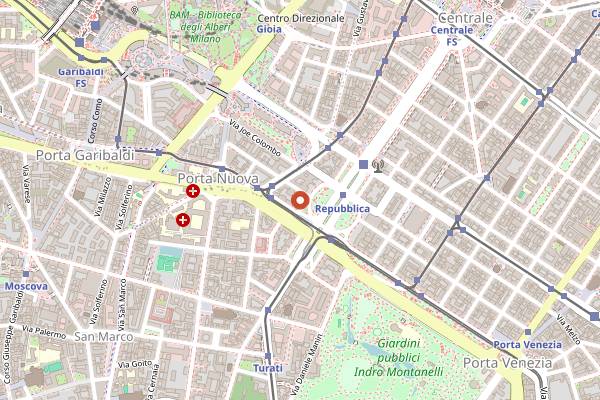 Map showing Radio Rooftop at ME Milan Il Duca in Milan