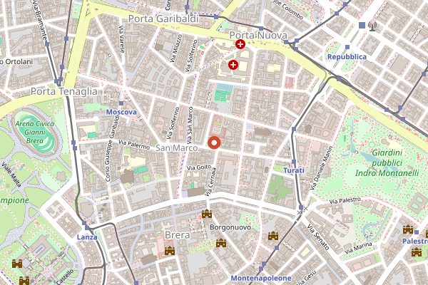 Map showing Cittamani in Milan