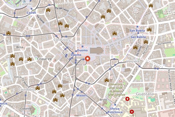Map showing Giacomo Arengario in Milan