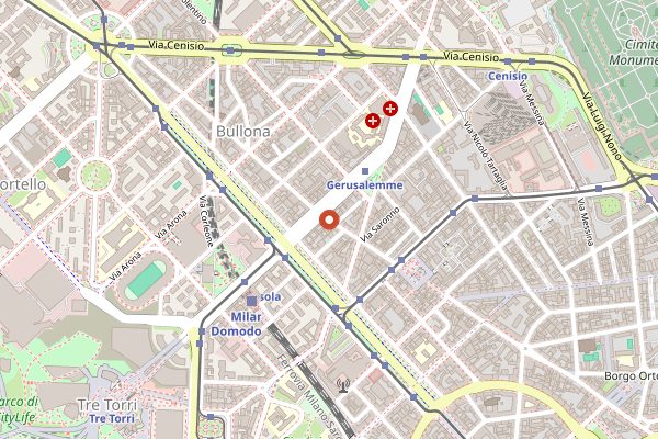 Map showing Iyo in Milan