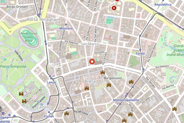 Map showing N'Ombra de Vin in Milan