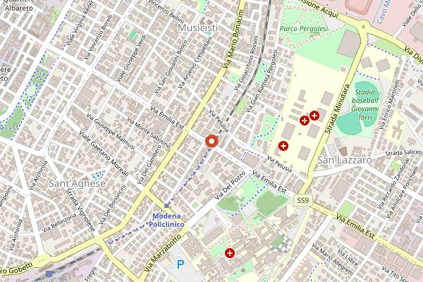 Map showing Pasticceria San Lazzaro in Modena