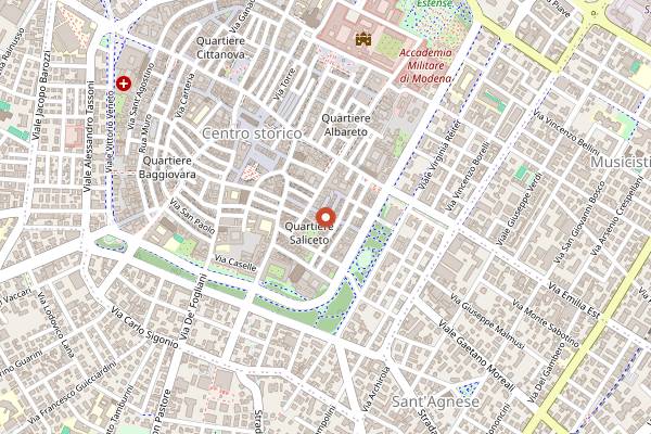 Map showing L'Or-Ma Crescenteria in Modena
