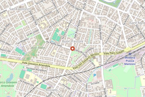 Map showing Pizzeria I Portici in Modena