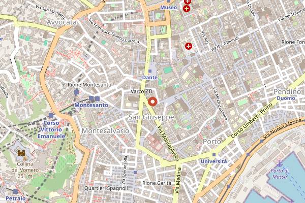 Map showing Colpa d'Alfredo in Naples