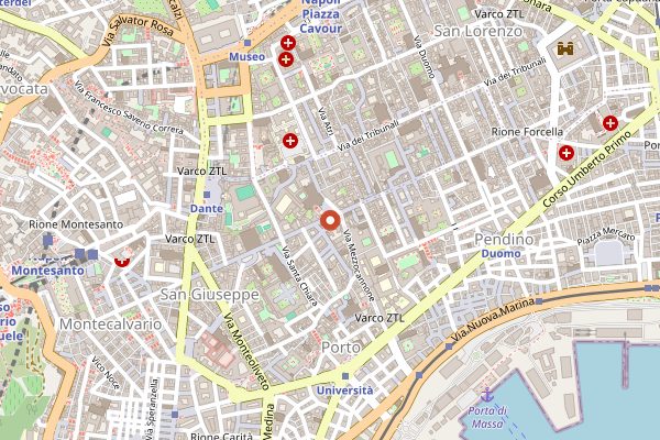 Map showing Scaturchio Bar in Naples