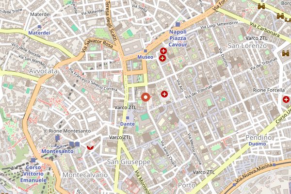Map showing La Stanza del Gusto in Naples