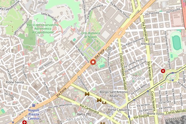 Map showing Leopoldo Infante in Naples