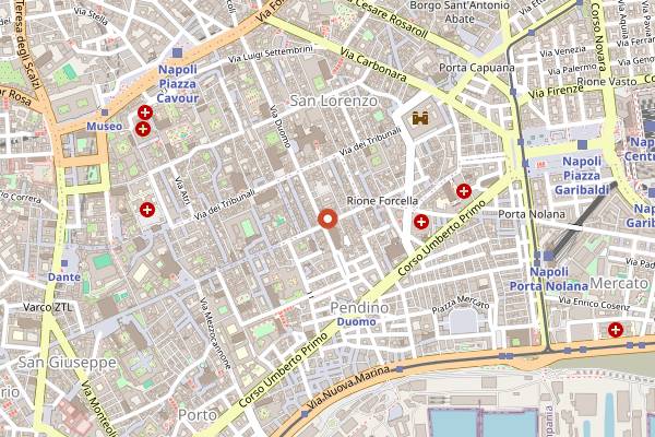 Map showing Antica Osteria Pisano in Naples