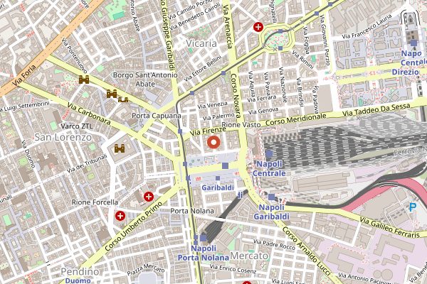 Map showing Aladin Kebab in Naples