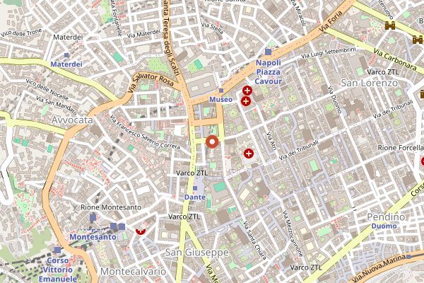 Map showing Osteria da Carmela in Naples