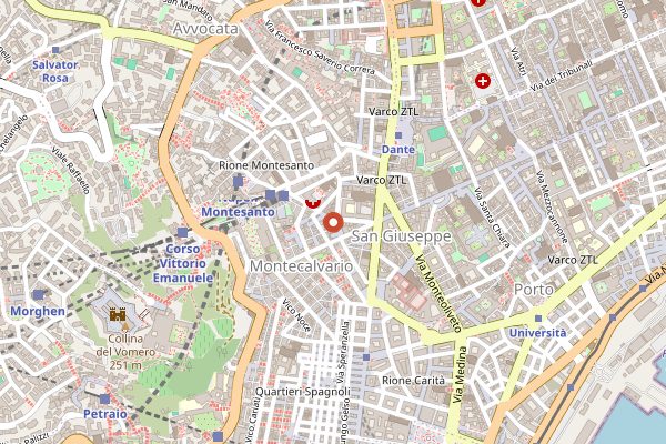 Map showing Mercato della Pignasecca in Naples