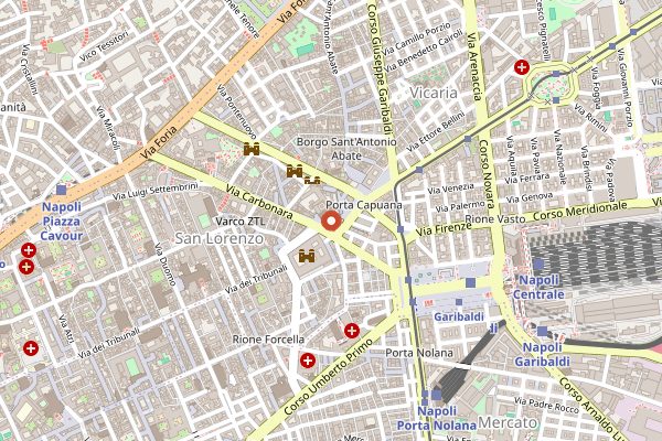 Map showing Mercato di Porta Capuana in Naples