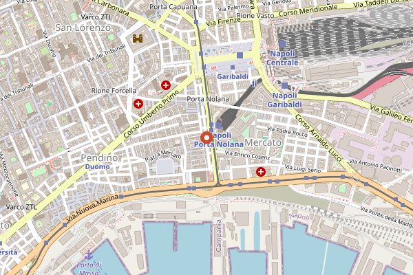 Map showing Mercato del Pesce di Porta Nolana in Naples