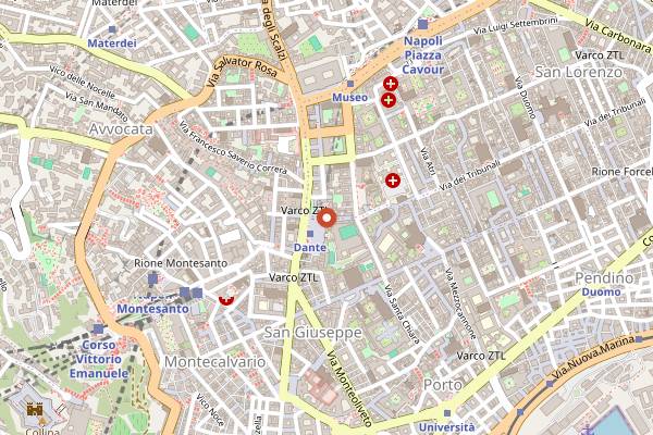 Map showing Libreria Berisio in Naples