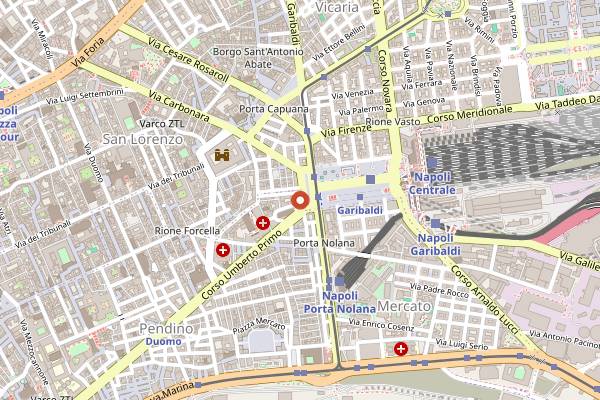 Map showing Vesuvio Roof Bar and Restaurant in Naples