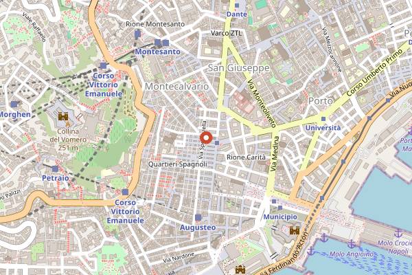 Map showing Trattoria A Pignata in Naples