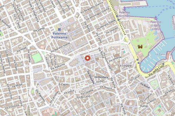 Map showing Champagneria del Massimo in Palermo