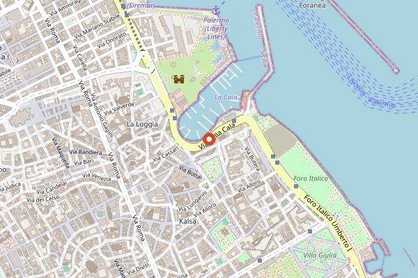 Map showing Pani Ca' Meusa Porta Carbone in Palermo